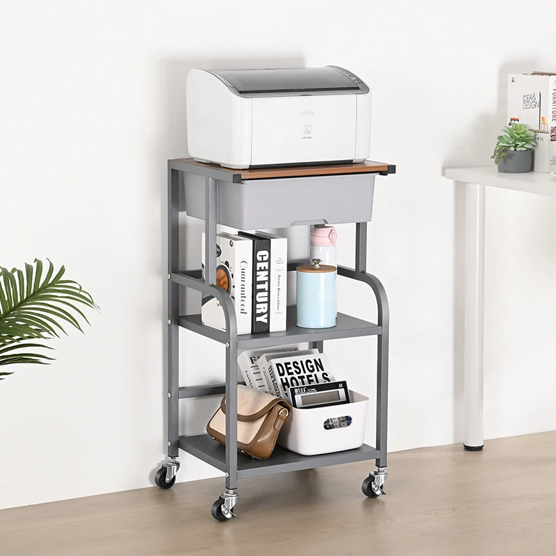 High Quality Household Metal Organizer Storage Rack Rotating Kitchen Utility Cart Living Room Storage Trolley with Drawers