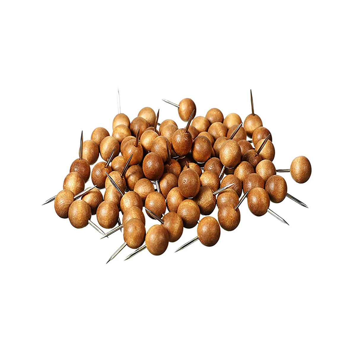 Dark Brown Wooden Push Pins Round Head Thumb Tacks For Cork Board Bulletin Board Map Wall Calendar Photo