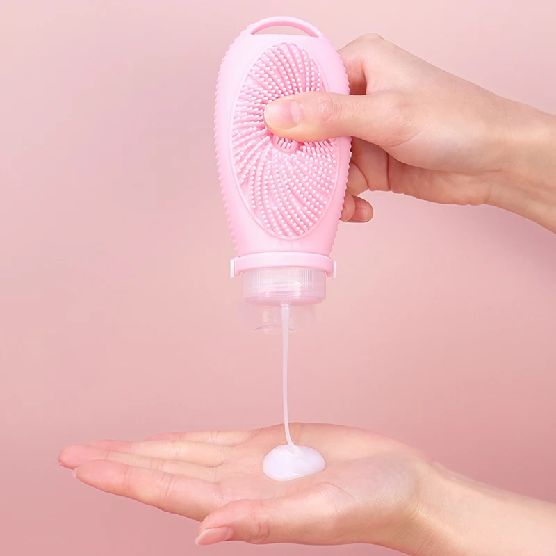 4 in 1 100ml Portable Silicone Travel Squeezable Cosmetic Toiletries Container Shampoo Tube Dispenser Kit Bottle Set for Travel