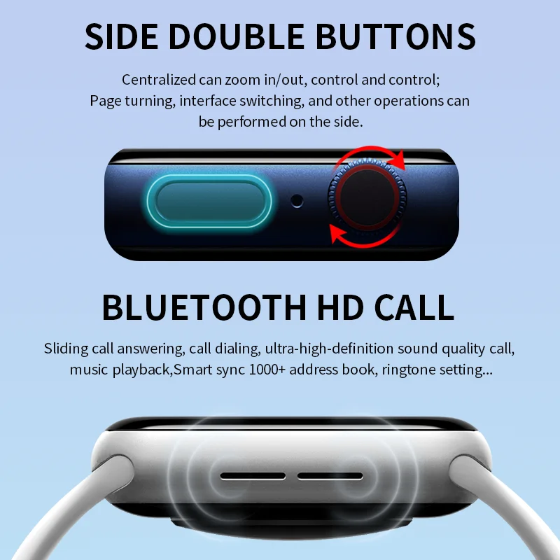 Smart Watch HW19 1.77" Full Screen Sleep Monitor Double Buttons Make Call Smartwatch Sport Women Men pk iwo 13 W46 HW22