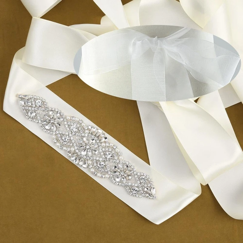 
Handmade Flower Design Crystal Bridal Sash Rhinestone Wedding Belts for Bride Bridesmaids Prom Gown Dress 