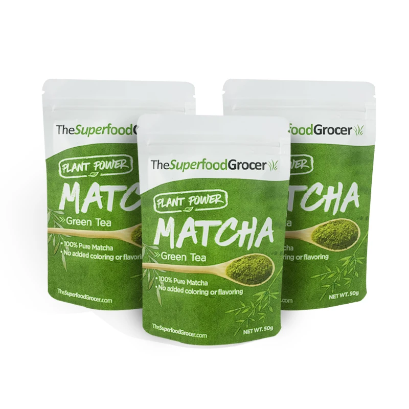 custom Biodegradable  Mylar Aluminum Foil matcha stand up pouch food coffee powder packaging with zipper