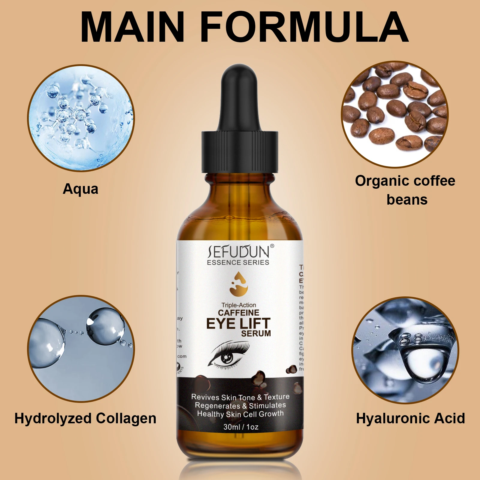 SEFUDUN 100% natural organic ingredients 30 ml anti-aging remove dark circles eye bags coffee night repair eye serum