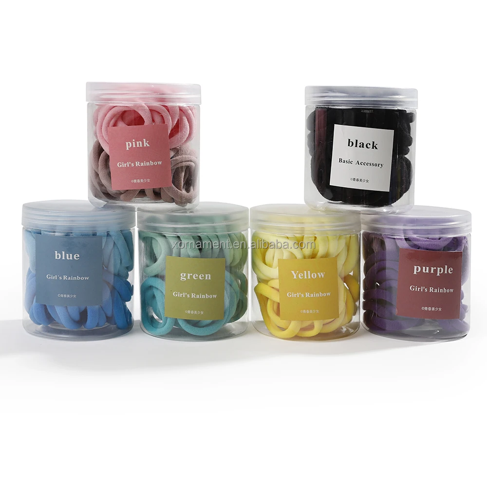 100 PC Custom Elastic Hair Bands Blonde Brown Black Seamless Hair ties Ponytail Holders for Thick Hair