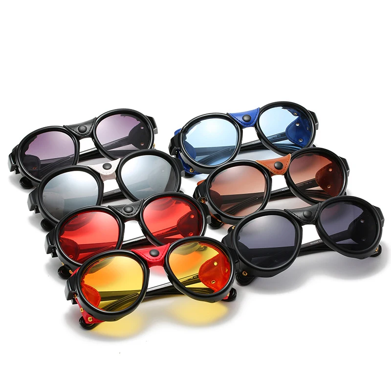 New retro leather case sunglasses 0046 European and American classic punk sunglasses men riding sunglasses
