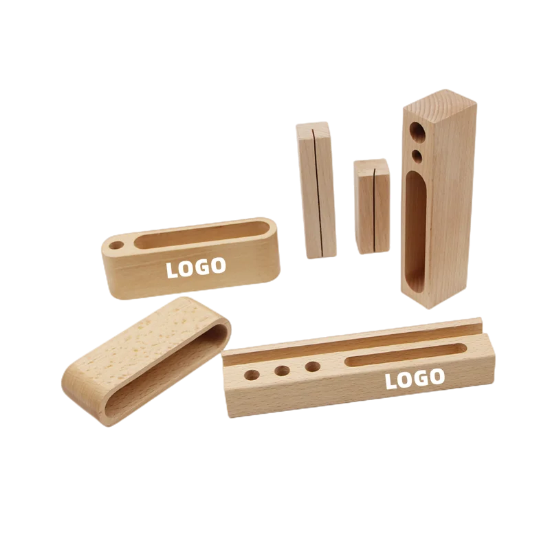 Custom Logo Wooden Block Business Card Holder Display Stand Wooden Card Holder Block