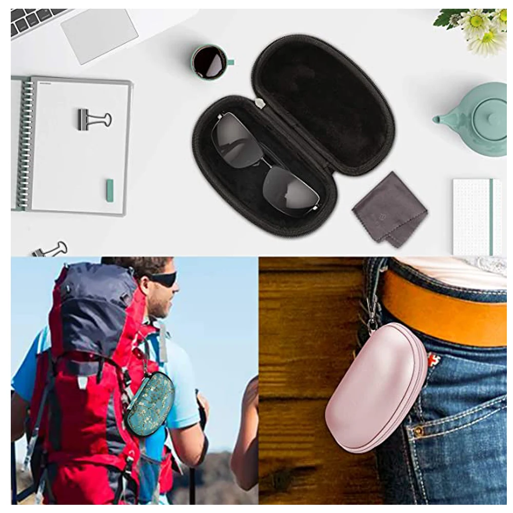 2021 Waterproof Sunglasses and Eyeglasses Case Zippered Glasses Holder Durable Hard EVA Glasses Storage Velvet Customized