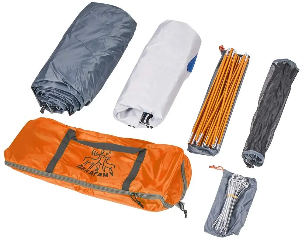 
Blue And Orange Camping Tent With Aluminum Pole And Expandable Storage Bag Waterproof Roof Top Tents For Camping 