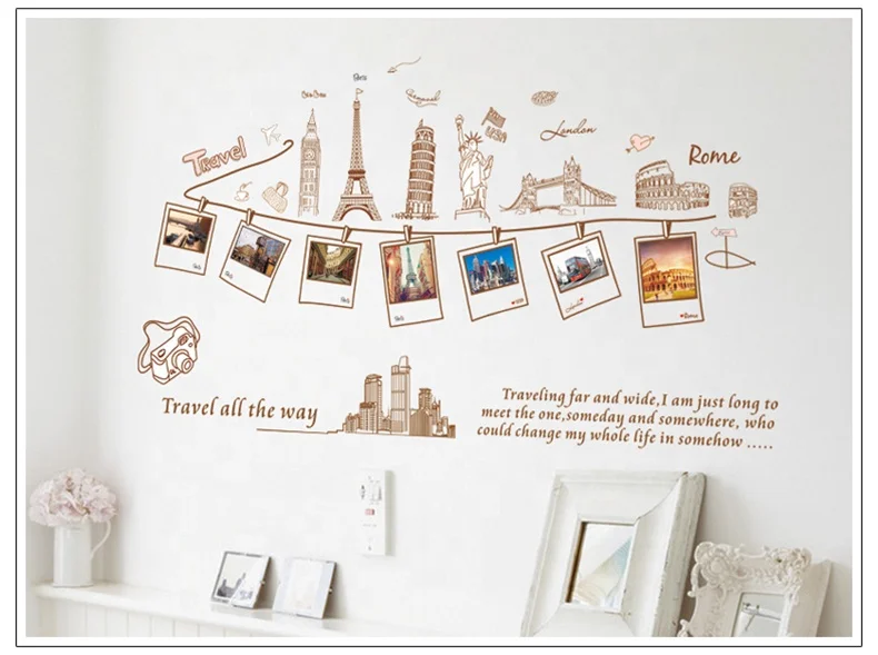 
AY9011 Travel World Adesivo Parede Wandsticker Mural City Album Travel Stickers 