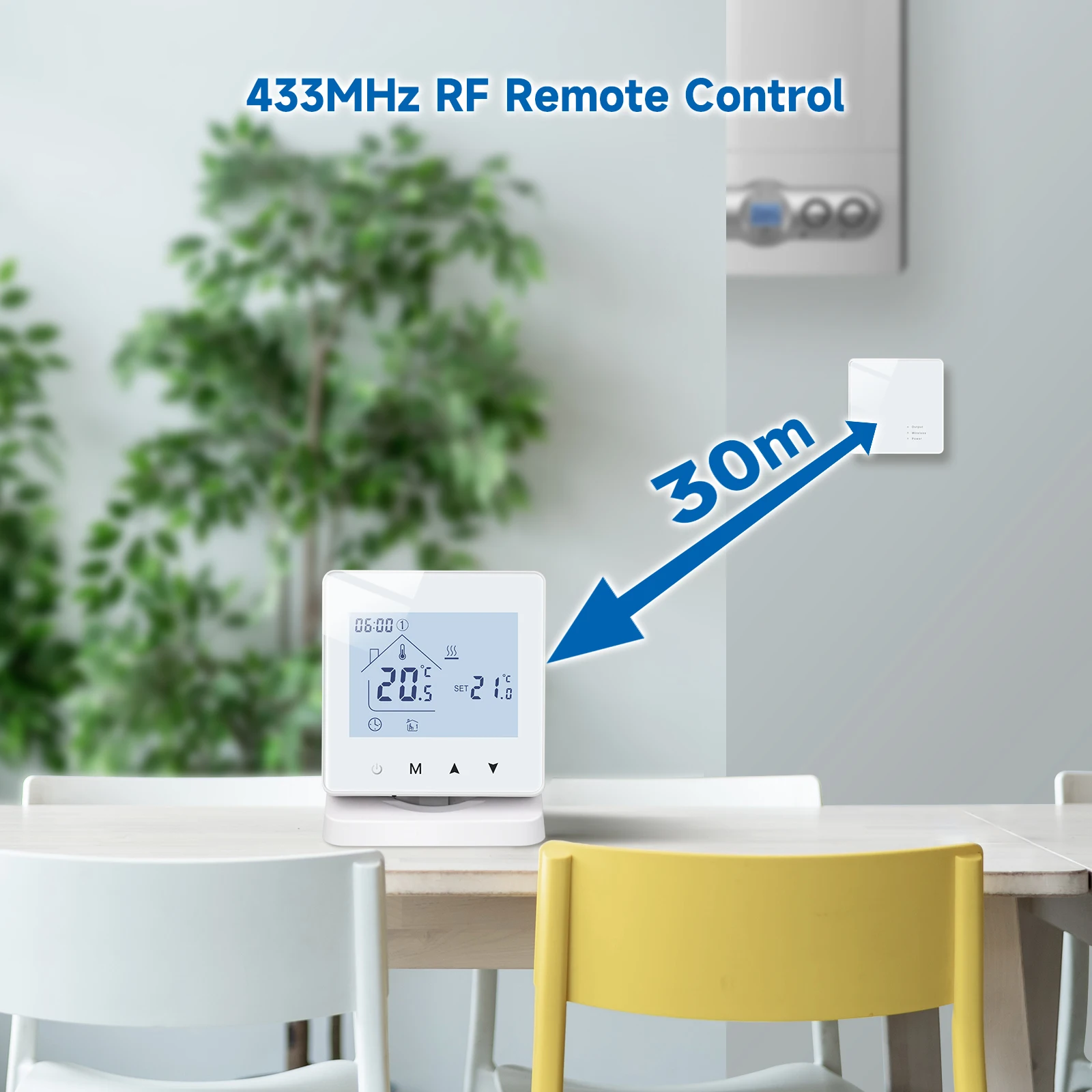 Beok BOT-R6X Battery and USB powered Gas Boiler Heating Thermostat Wifi Voice Control Weekly Programmable Function Thermostat