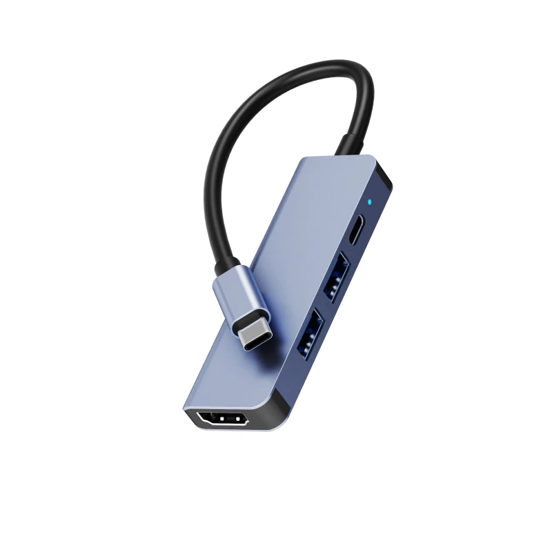 4 in 1 USB Hub Aluminum Alloy Type C to 3 USB PD Ports Hub High Speed Data Transfer USB-C hub