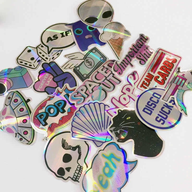 Cool Laser Star Stickers For Motorcycle Notebook Trolley Die Cut Holographic Vinyl Sticker