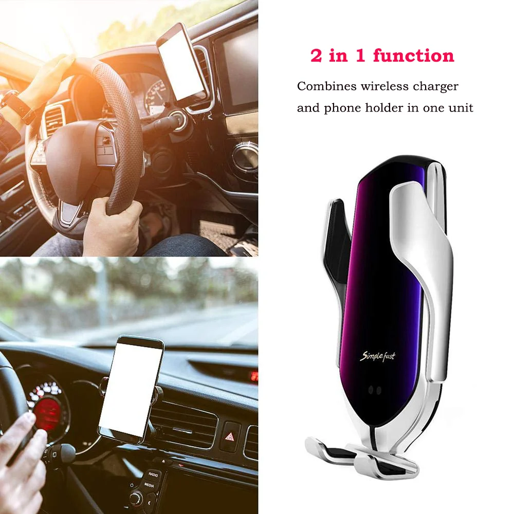 new products in 2022 New hot  Wireless Car Charger, 2 in 1 Qi 10W Fast Auto-Clamping Charge Car Air Vent Mount Phone Holder
