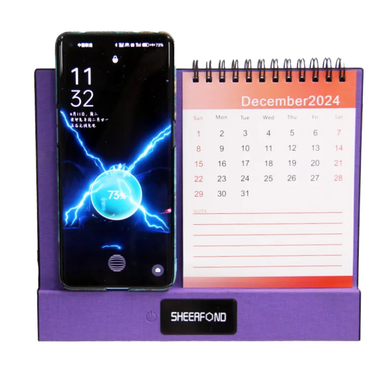 Hot selling multi-function desk calendar Promotion custom creative desktop calendars with wireless charging  calendar