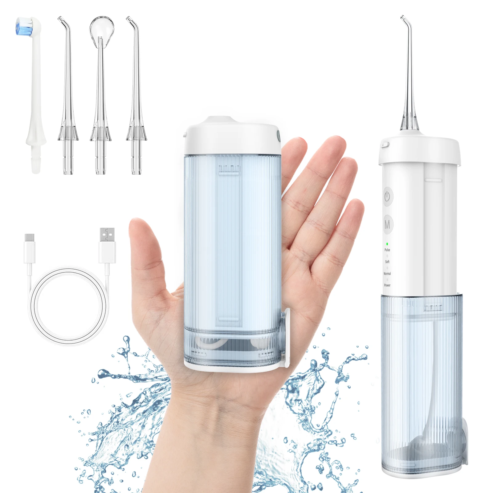 Mini Portable Retractable Water Flosser Type-C Charging Rechargeable Wireless Mouth Wash Cleaner Dental Floss