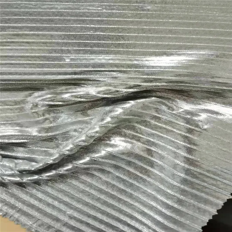 100%Polyester Pleated foil gold Chiffon fabric for Summer Women Clothing Dress and Skirt in Solid Color