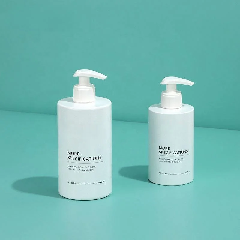 300ml 500ml  matte white cosmetic emulsion clear frosted PET plastic shampoo pump bottles with plastic lid