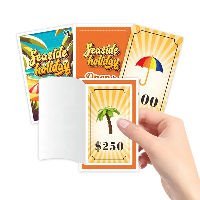 Full-Color design lottery paper 1 window High Definition gift card Festivals pull tab tickets for sale