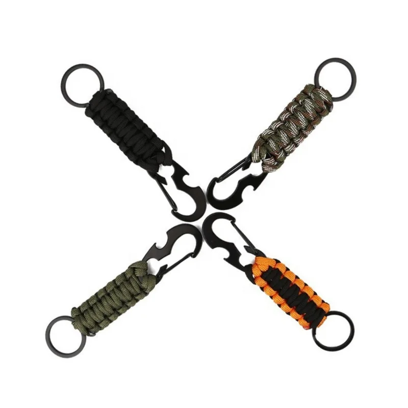 Outdoor Mountaineering Paracord Hand-woven Key Hook Kettle Eagle Button Key Chain for Hiking Camping