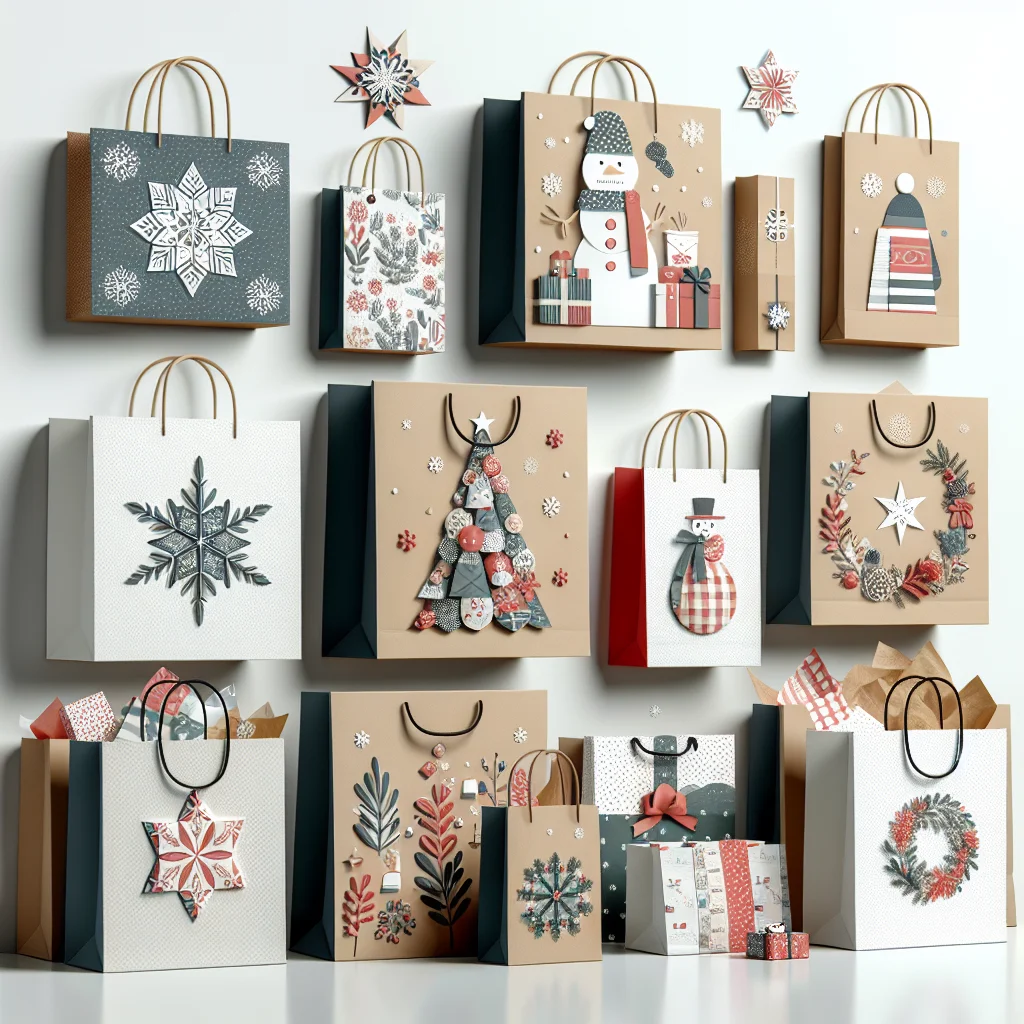 Eco-Friendly Foldable Reusable Custom Logo Christmas Paper Gift Bag Christmas Kraft Paper Bag With Handles