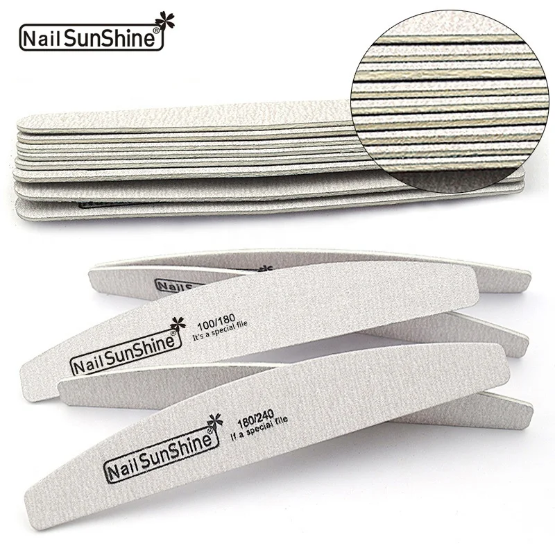 
Custom logo disposable half moon wood sanding nail file zebra gray emery board 2 side abrasive emery files nail 