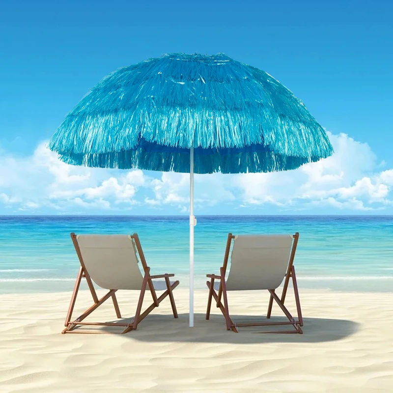 Hot sale popular straw beach umbrella PP grass umbrella outdoor windproof sunshade Hawaiian sun parasol