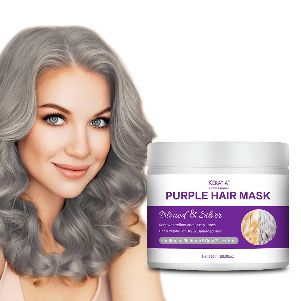 Purple Color Hair Mask Argan Oil Coconut Oil Anti Aging Platinum Blonde Hair Mask Repair Deep Hydration Hair Treatment Mask