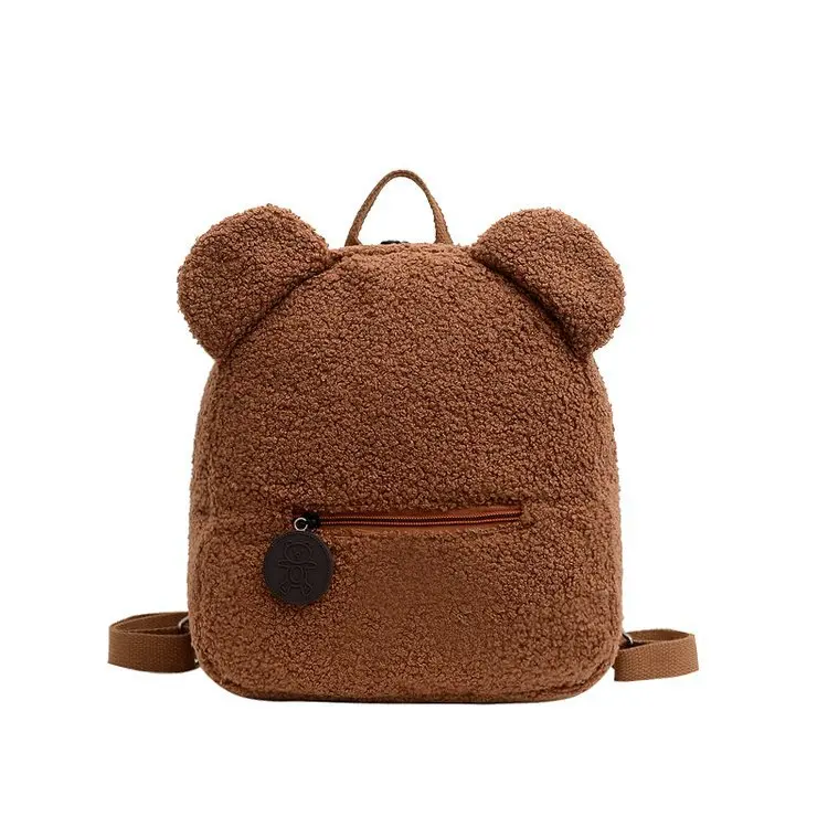 
Cute Bear Ear Backpack Girl Backpack Female Bag Korean Women Backpack Designer Fur Wool Wholesale Customization Child Mini Bag 