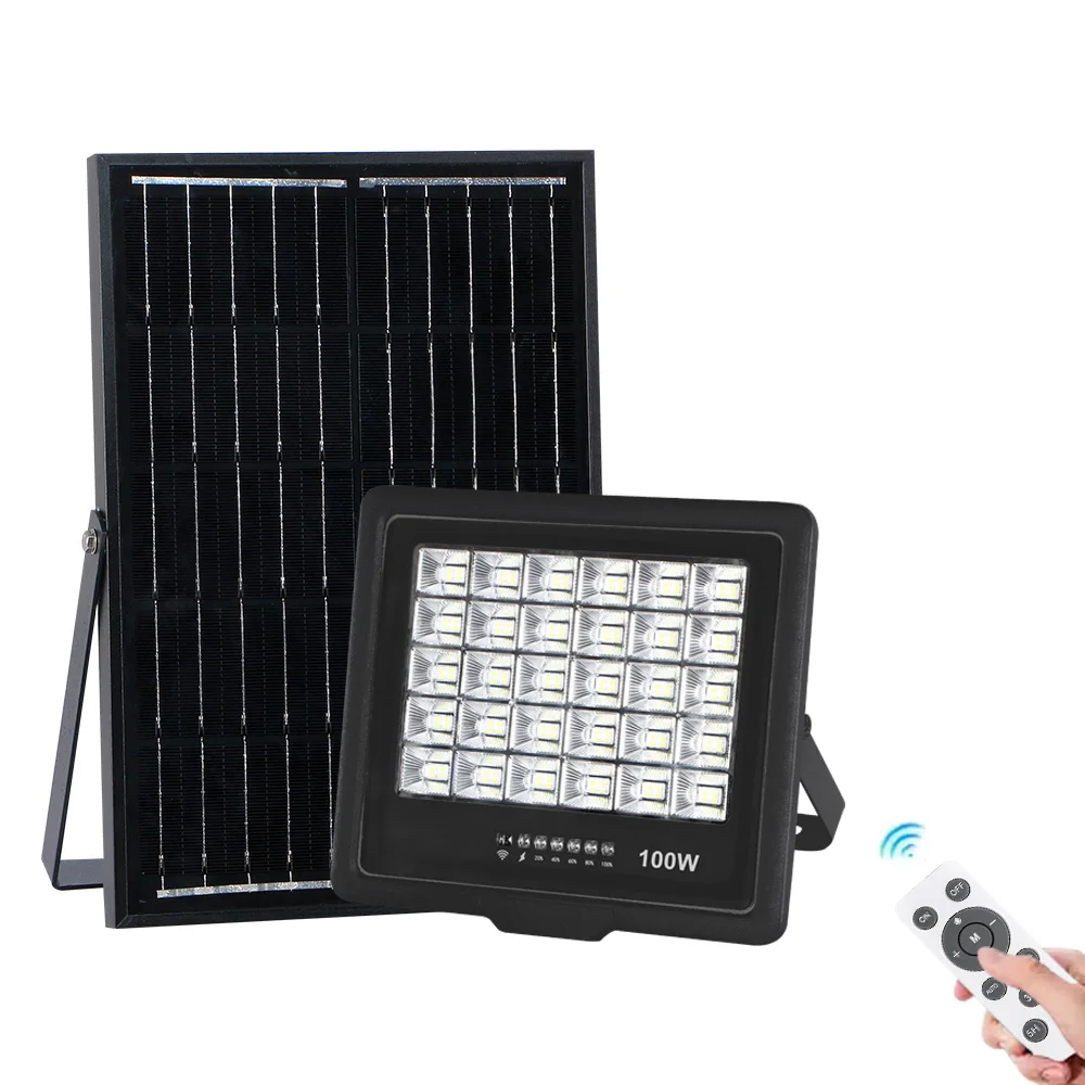 KCD Waterproof IP65 High Lumen Energy Saving Smart Outdoor 100w 150w 200w 300w LED Solar Floodlight 2024 Solar Flood Light