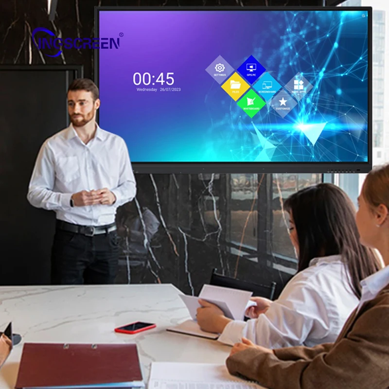 INGSCREEN 85inch 12series Smooth Writing Wireless screen sharing 4k 120hz Android 14 touch board school interactive flat panel