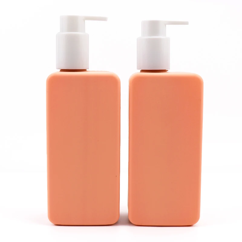 Wholesale Packaging Empty 300ml 500ml PE Square shampoo shower gel bottle  Pump  plastic cosmetic press bottle