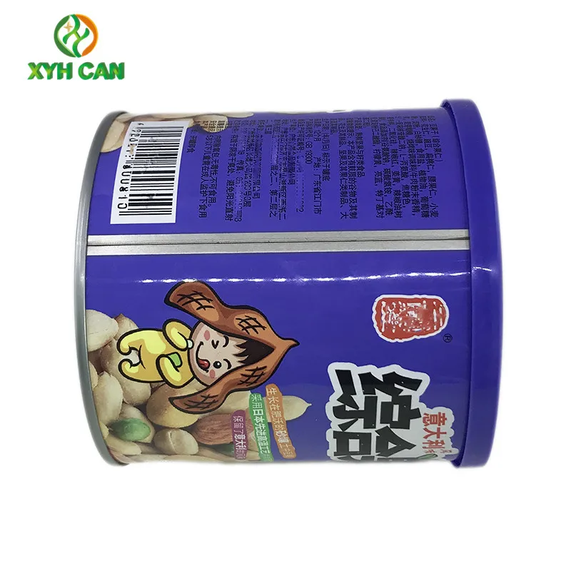 Eco-Friendly Metal Canister For Nuts Snack Peanut Walnut Packaging Colorful Empty Tin Glossy Food Grade For Candle Gift Candy