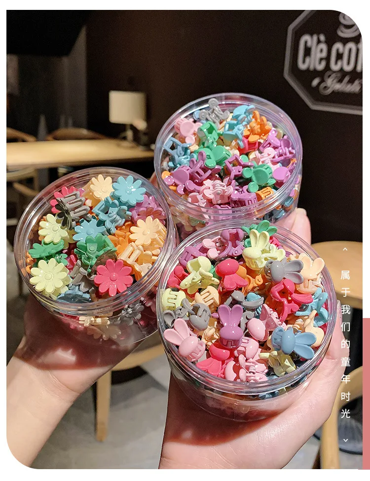 Many Style Customized Kids Candy Color Plastic Small Mini Hair Claw Flower Micky Butterfly Hair Clip For Baby Girls