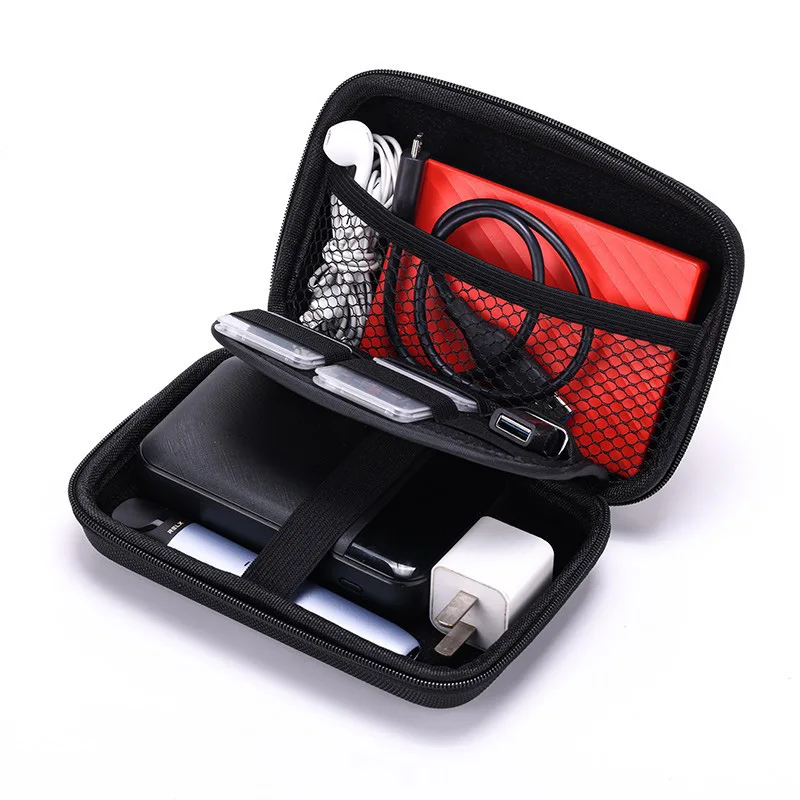Carrying Pouch Storage Bag EVA Hard Case For Electronics Charger Organizer Case Bag Travel Waterproof Mesh Elastic Universal Bag