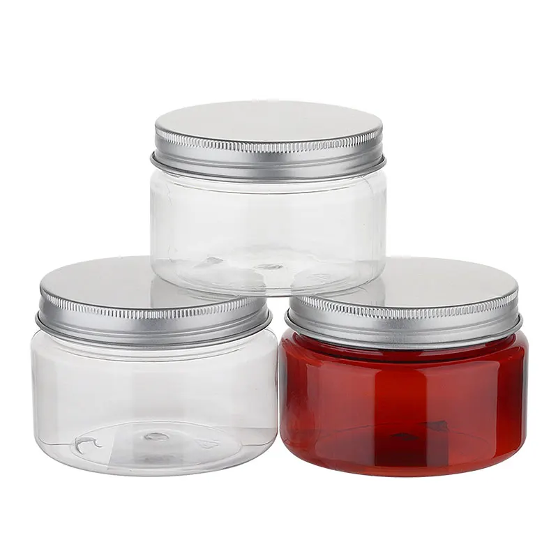 200g 250g 300g 400g 500g clear PET plastic empty cosmetic cream jar with aluminum cap