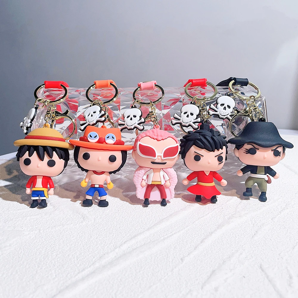 LC183 LC184 креативная кукла 3D ПВХ брелок Luffy Zoro Nami Багги FRANKY Sanji аниме милое кольцо для ключей подарок с ремешком
