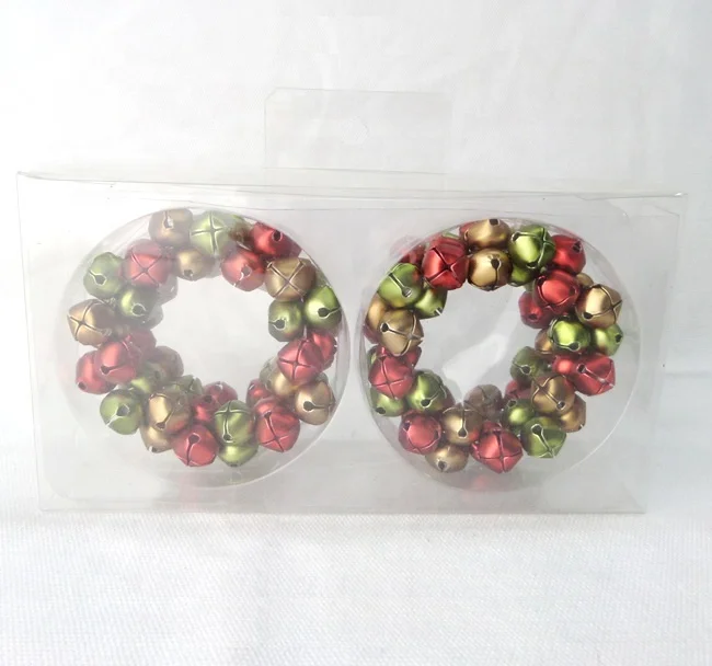 Adornos De Navidad Custom vogue dining table sets metal Jingle Bells red gold green napkin ring for Christmas home decoration