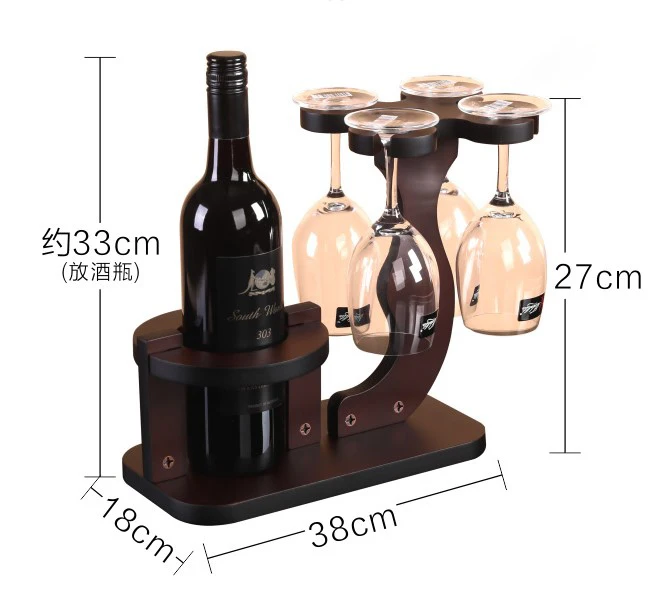 2020 new creative wooden wine rack hanging wine glass decoration on the desk