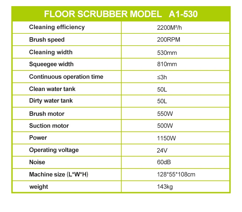 A1 Walk Behind 50 L Terrzzo Marble Working width 21 inch Floor Scrubber Cleaning Machine For Hospital