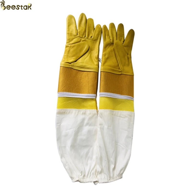 Goatskin Bee Glove Thick Leather Wrist Protector Bee Keeping Gloves long cuff for Beekeeping Supplier