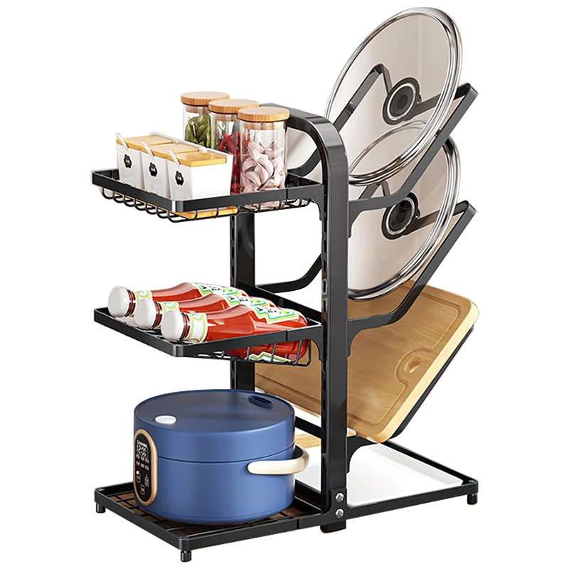 Kitchen Countertop Pot Lid Storage Rack Multi-Functional Universal Pan and Pot and Lid Organizer Rack Holder for Cabinet
