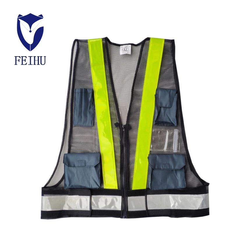 High visibility reflective vest security vest with multi function pockets