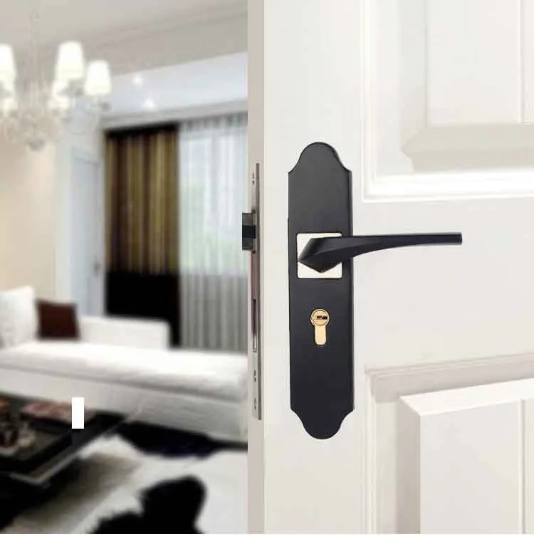
BL07 Modern Black Apartment Lock Door Handle Lock Set 35-45mm Door Lock with Keys 