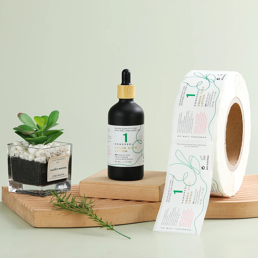 Custom logo printing roll gold foil labels perfume essential oil bottle adhesive paper stickers for packaging