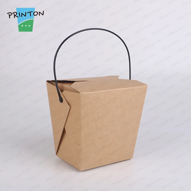 Printon оптовая продажа одноразовая коробка для выпечки на вынос упаковка пищевых макаронных изделий с ручкой