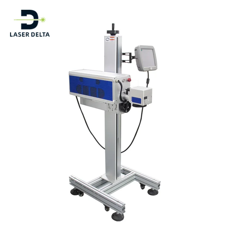 Mineral water production line expire date barcode flying mode online CO2 marking machine PET laser bottle printer