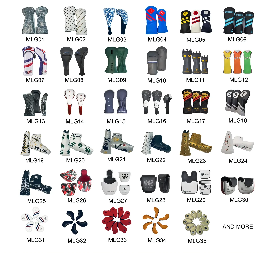 Custom Premium PU Leather Headcovers Embroidery Logo Golf Alignment Stick Cover