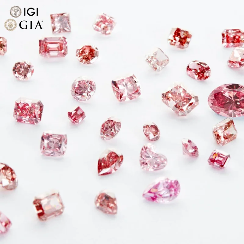 Fancy Vvs Vivid Sakura Pink Lab Grown Created Diamond Round Emerald Cut CVD HPHT GIA IGI Certified Custom Earring Ring Jewelry