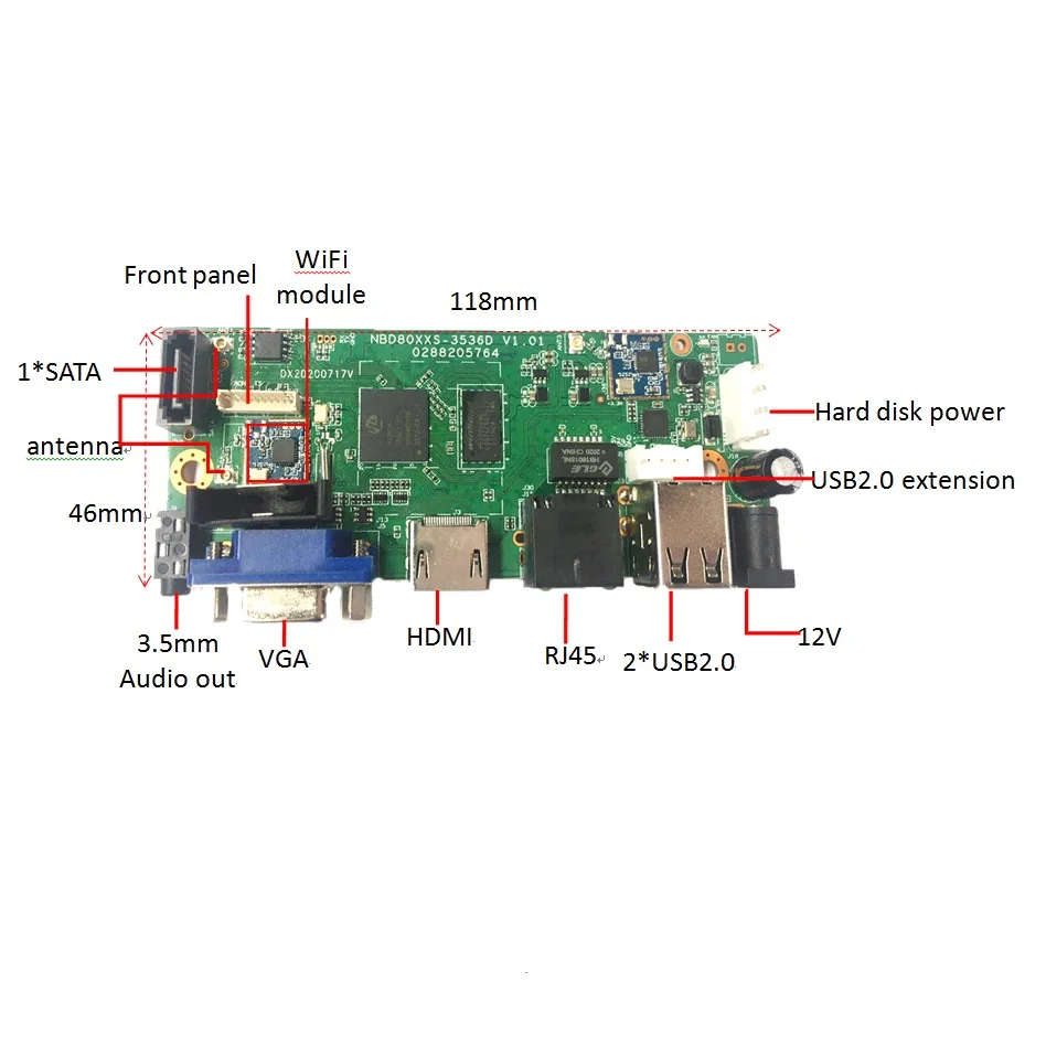 H.265 8ch WiFi NVR Board pc motherboard