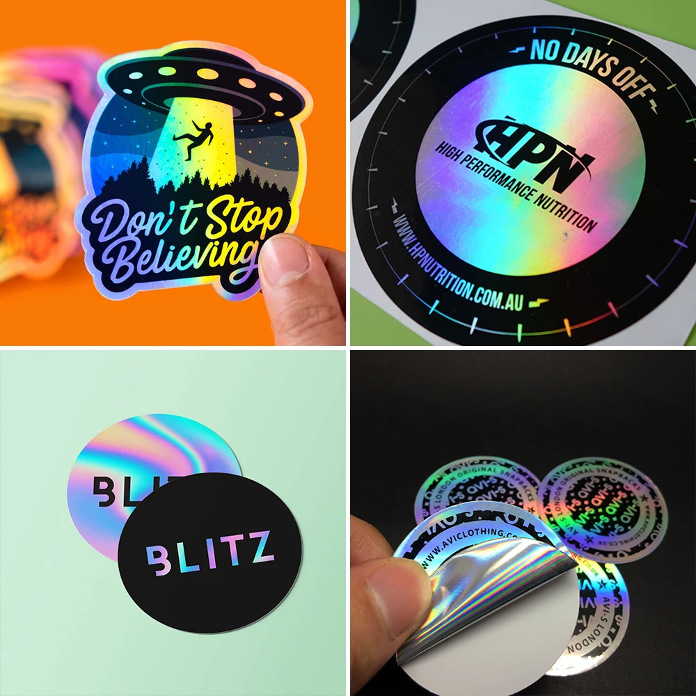 Personalized Holographic Label Printing Waterproof Logo Sticker Custom Vinyl Die Cut Hologram Sticker